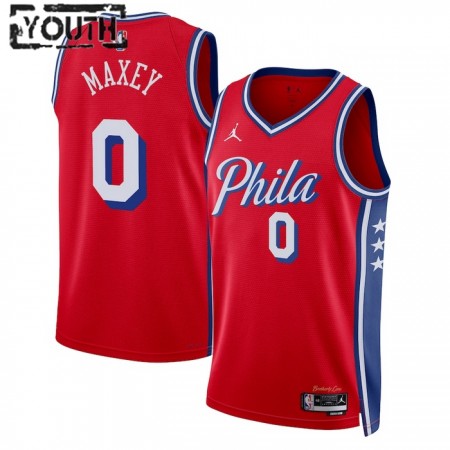 Maillot Enfant Philadelphia 76ers Tyrese Maxey 0 2022-23 Jordan Statement Edition Rouge Swingman